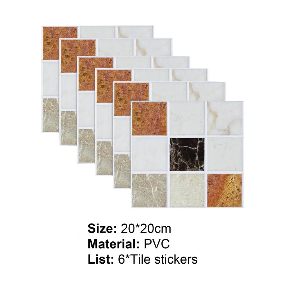 1 Set Tile Sticker Easy to Apply Bright-colored PVC Anti-scratch Self Adhesive Wall Sticker for Home
1 Set Tile Sticker Easy to Apply Bright-colored PVC Anti-scratch Self Adhesive Wall Sticker for Home