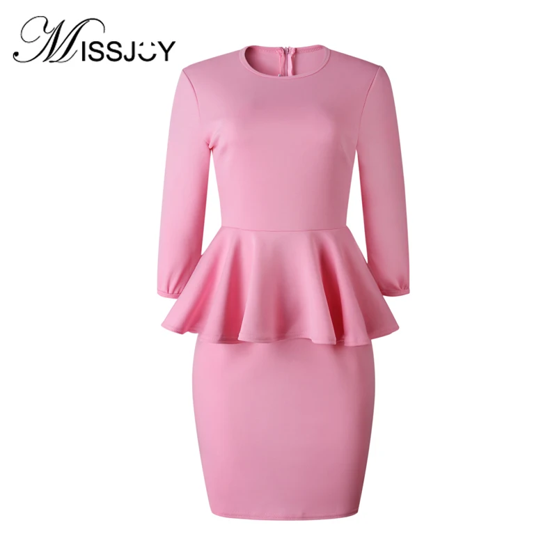 MISSJOY Bodycon Three Quarter Sleeves Party Dresses Women Solid Color Ruffle Peplum Patchwork 2019 Autumn O-Neck Pink Elegant
MISSJOY Bodycon Three Quarter Sleeves Party Dresses Women Solid Color Ruffle Peplum Patchwork 2019 Autumn O-Neck Pink Elegant