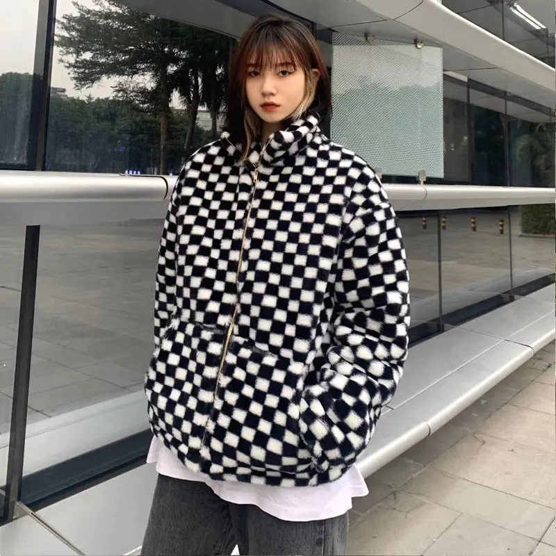 Vintage Female Oversized Thicken Warm Winter Cotton Jackets Fashion Lattice Zipper Stand Collar Long Sleeve Streetwear Outerwear
Vintage Female Oversized Thicken Warm Winter Cotton Jackets Fashion Lattice Zipper Stand Collar Long Sleeve Streetwear Outerwear