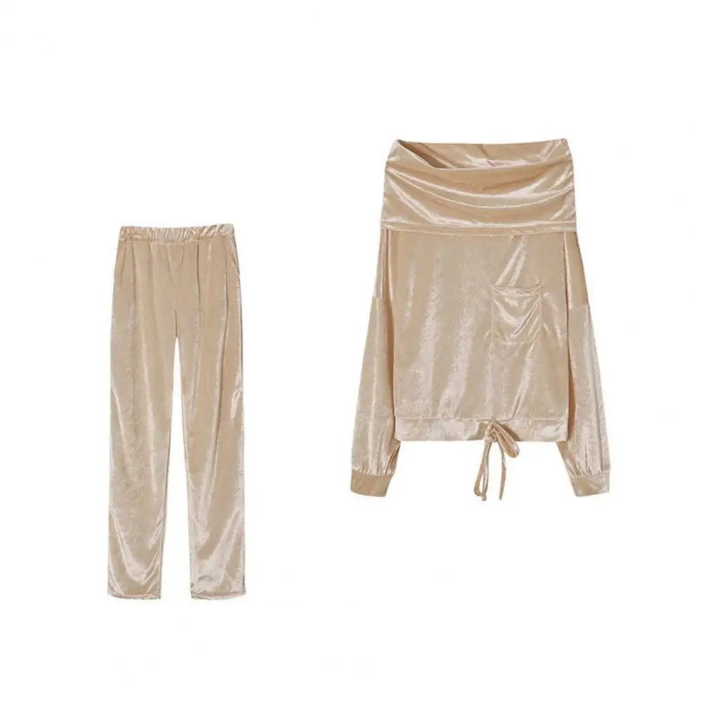 Elastic Waist Autumn Winter Warm Slanted Neck Sweatshirt Sweatpants for Daily Wear
Elastic Waist Autumn Winter Warm Slanted Neck Sweatshirt Sweatpants for Daily Wear