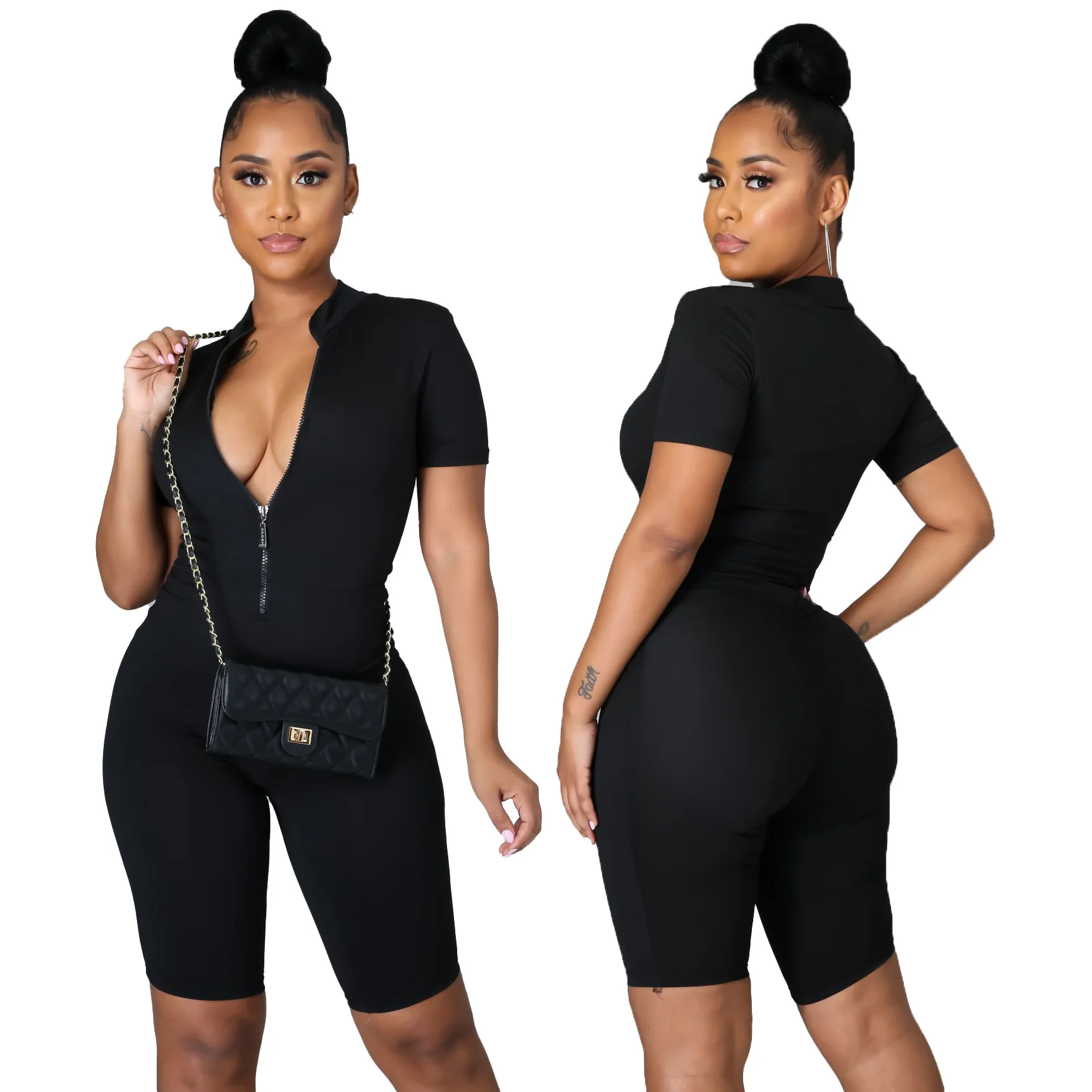 New Casual Fashion Solid Color Sports Women's Jumpsuit Summer Skinny Mid-Waist Zipper Jumpsuit
New Casual Fashion Solid Color Sports Women's Jumpsuit Summer Skinny Mid-Waist Zipper Jumpsuit