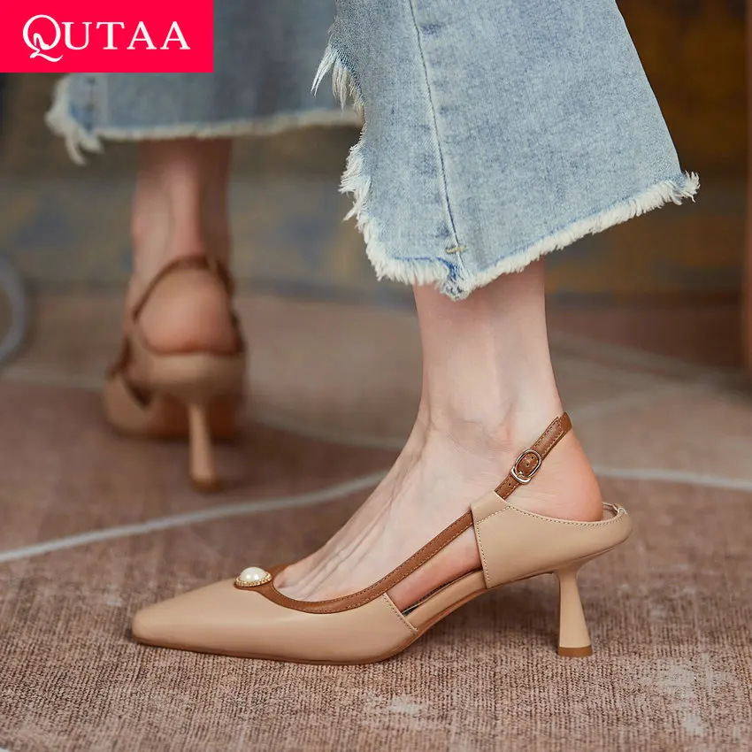QUTAA/2021 г. Летняя элегантная женская обувь на тонком высоком каблуке с ремешком сзади и пряжкой женские босоножки из натуральной кожи с остры...
QUTAA/2021 г. Летняя элегантная женская обувь на тонком высоком каблуке с ремешком сзади и пряжкой женские босоножки из натуральной кожи с остры...