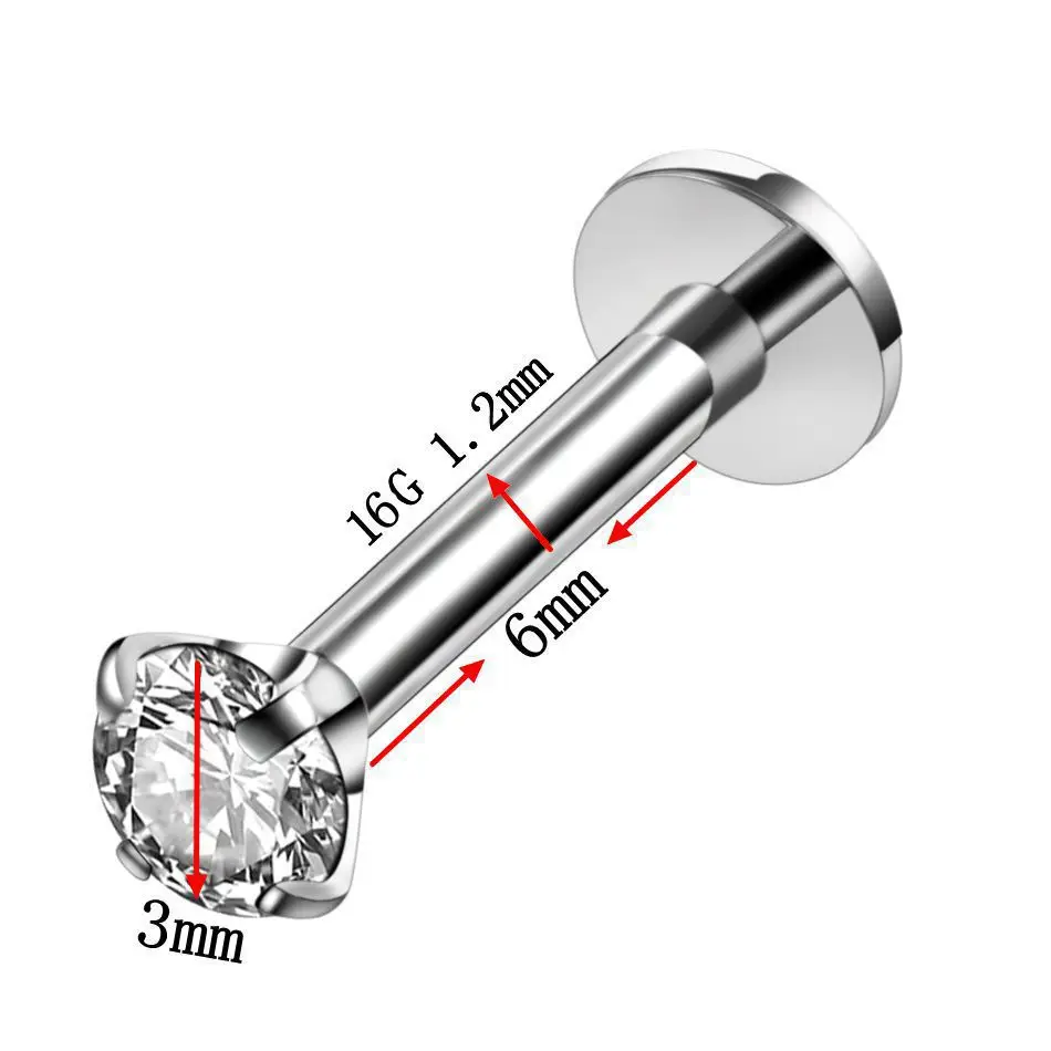 5pcs/lot New Punk Labret Lip Ring Zircon Anodized Internally Threaded Prong Gem 16G Tragus Helix Ear Piercing Earring women 
5pcs/lot New Punk Labret Lip Ring Zircon Anodized Internally Threaded Prong Gem 16G Tragus Helix Ear Piercing Earring women