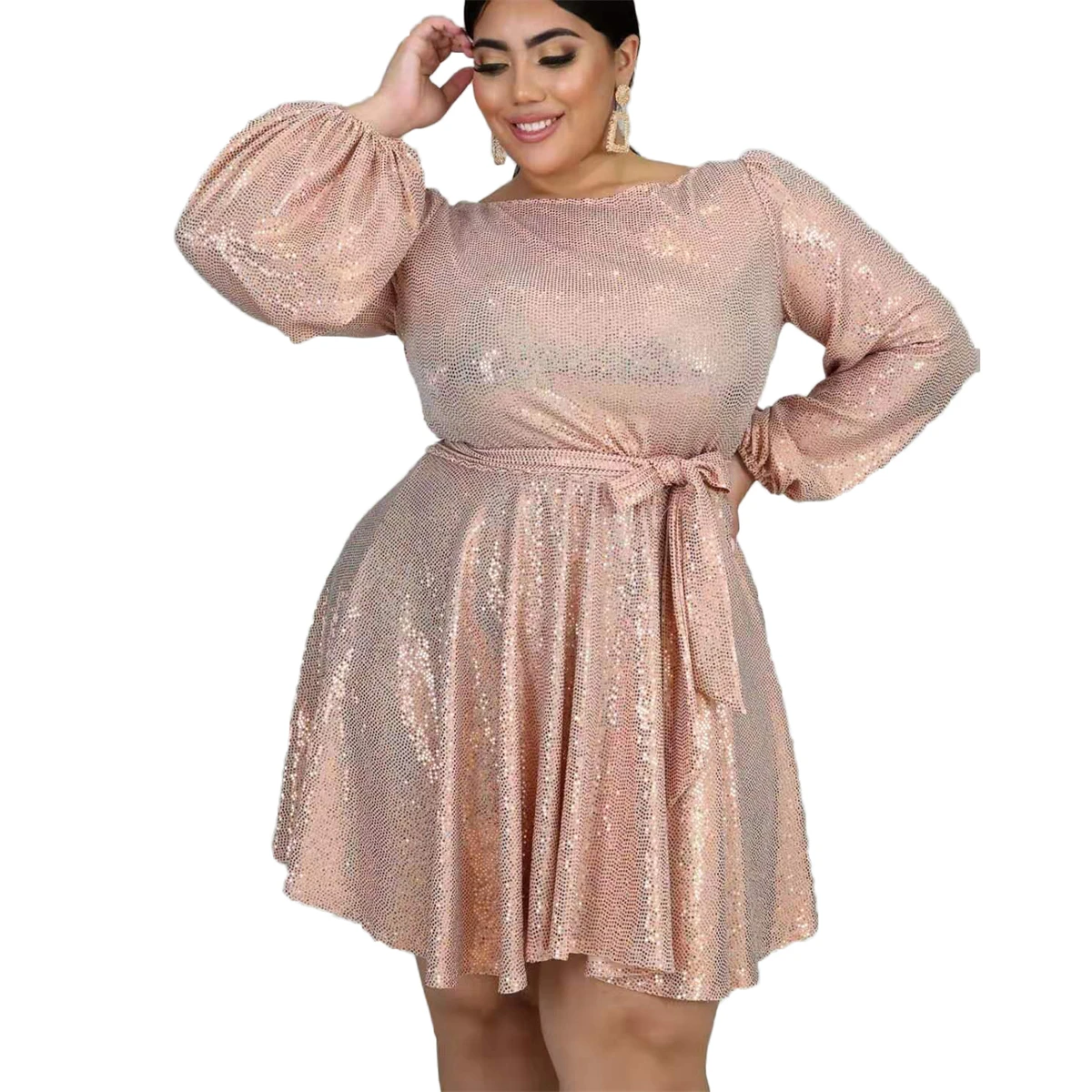 Hot Women's Loose Stamping Sequins Translucent Long-Sleeves Belt Round Neck Midi Skirt Knee High Waist Slim Banquet Club Dress
Hot Women's Loose Stamping Sequins Translucent Long-Sleeves Belt Round Neck Midi Skirt Knee High Waist Slim Banquet Club Dress