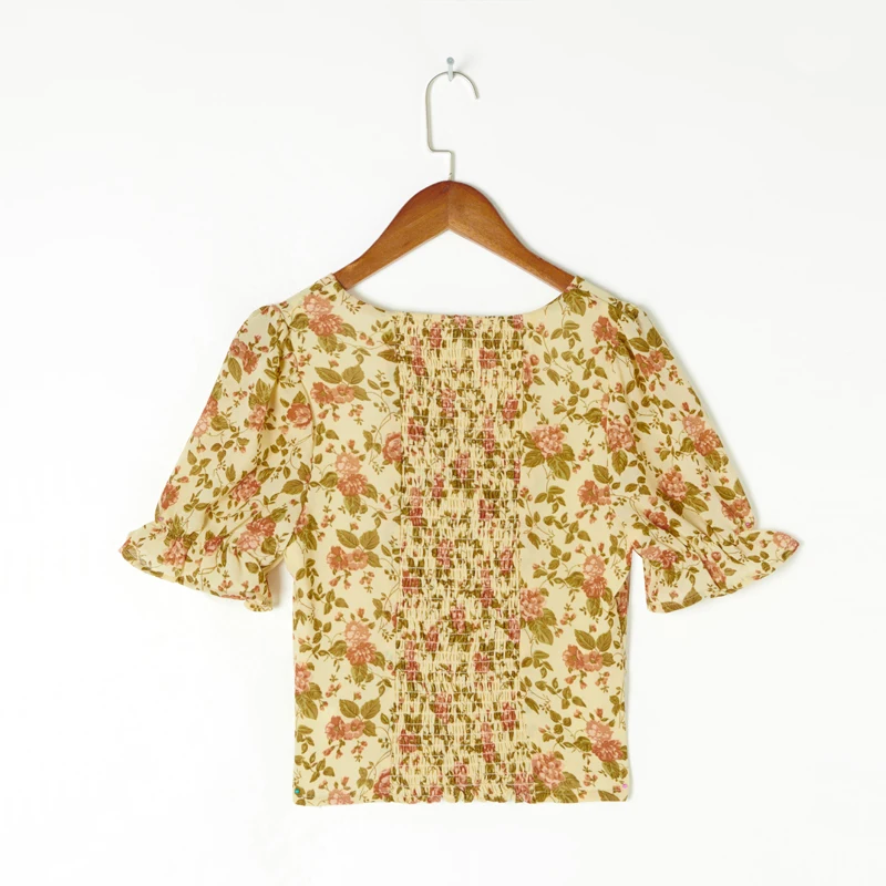 Summer Women's Casual Flower Printed Square Collar Short Sleeve Bowknot Decorated Slim Shirt
Summer Women's Casual Flower Printed Square Collar Short Sleeve Bowknot Decorated Slim Shirt