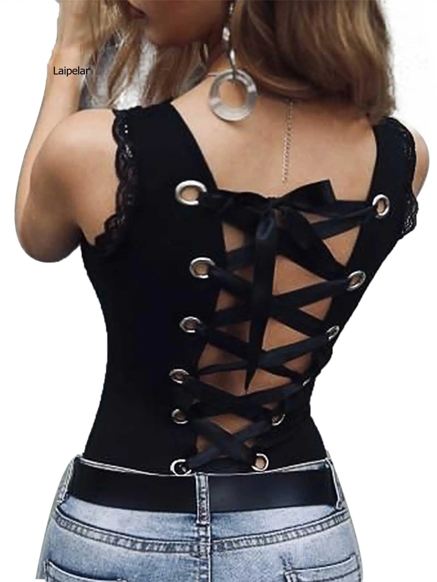 Womens Fashion Top Solid Color Round Neck Sleeveless Backless Hollow Out Bandage Vest Top Summer Sexy Casual Tank Tops
Womens Fashion Top Solid Color Round Neck Sleeveless Backless Hollow Out Bandage Vest Top Summer Sexy Casual Tank Tops