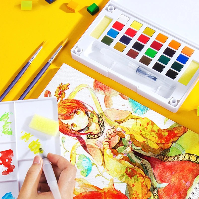 12/18/24/36 Colors Solid Watercolor Paint With Wooden Pole Brush Pen Set Water Brush Gouache Pigments School Art Stationery
12/18/24/36 Colors Solid Watercolor Paint With Wooden Pole Brush Pen Set Water Brush Gouache Pigments School Art Stationery