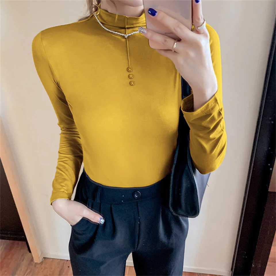 Autumn Fashion Half Turtleneck Slim Solid Bottoming T Shirt Women Spring Casual T-Shirt Tee All-Match Female Tops
Autumn Fashion Half Turtleneck Slim Solid Bottoming T Shirt Women Spring Casual T-Shirt Tee All-Match Female Tops