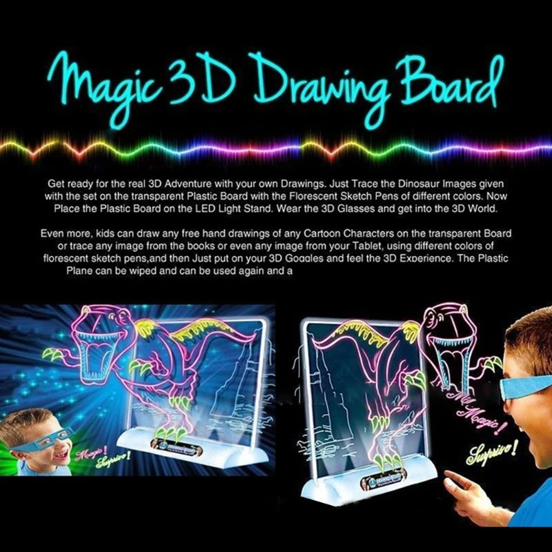 3D Magic Drawing Board LED Light Luminous Pad Art Doodle Painting Educational Toys for Kids Boys Girls
3D Magic Drawing Board LED Light Luminous Pad Art Doodle Painting Educational Toys for Kids Boys Girls