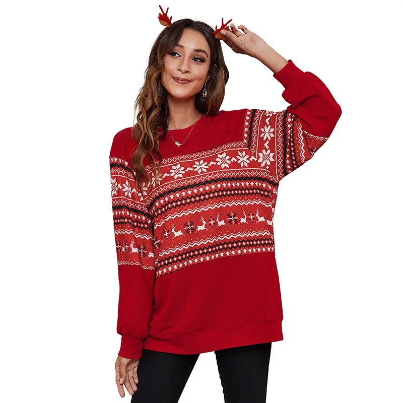 LARCI Women 's Clothing New T-shirt Stitching Loose Casual Long Sleeves 2021 Autumn and Winter Christmas Printing
LARCI Women 's Clothing New T-shirt Stitching Loose Casual Long Sleeves 2021 Autumn and Winter Christmas Printing