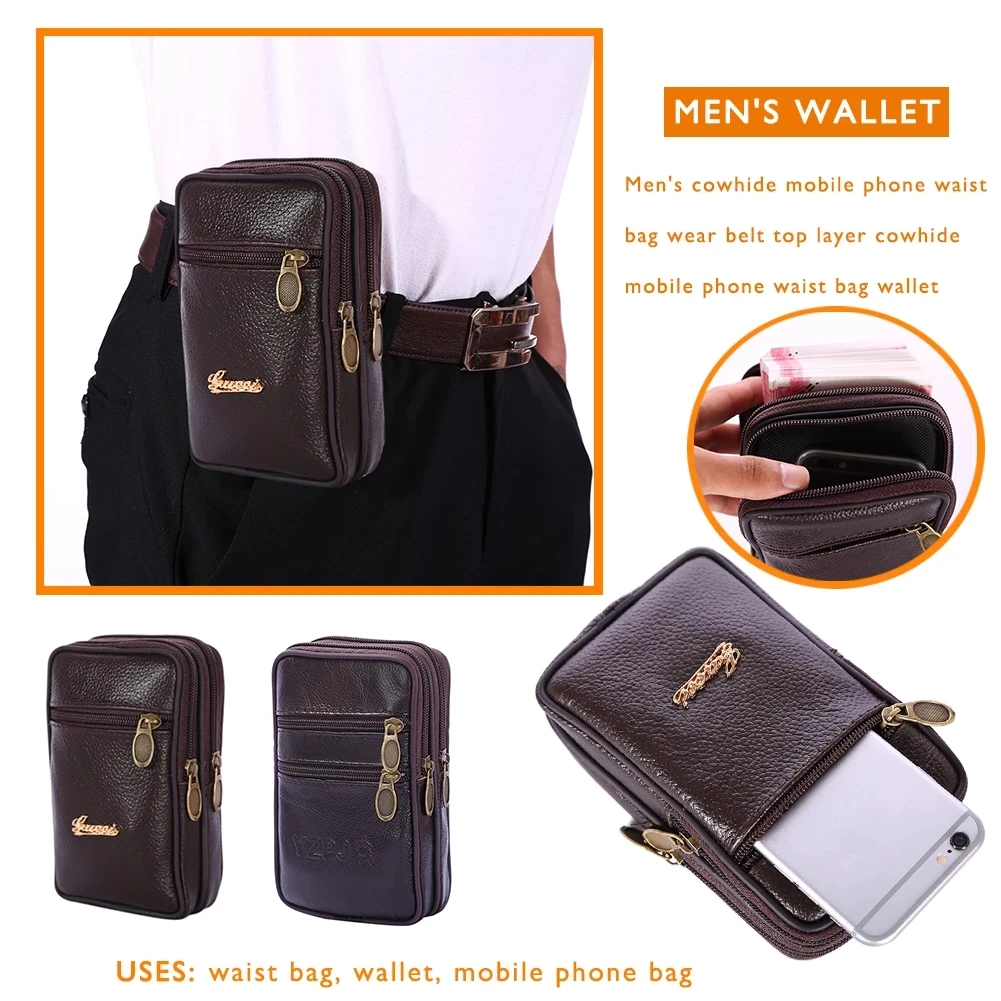 Vintage Cowhide Waist Belt Bags for Men Genuine Leather Small Fanny Pack Key Case Cell Phone Money Wallet Card Organizer Trend 
Vintage Cowhide Waist Belt Bags for Men Genuine Leather Small Fanny Pack Key Case Cell Phone Money Wallet Card Organizer Trend