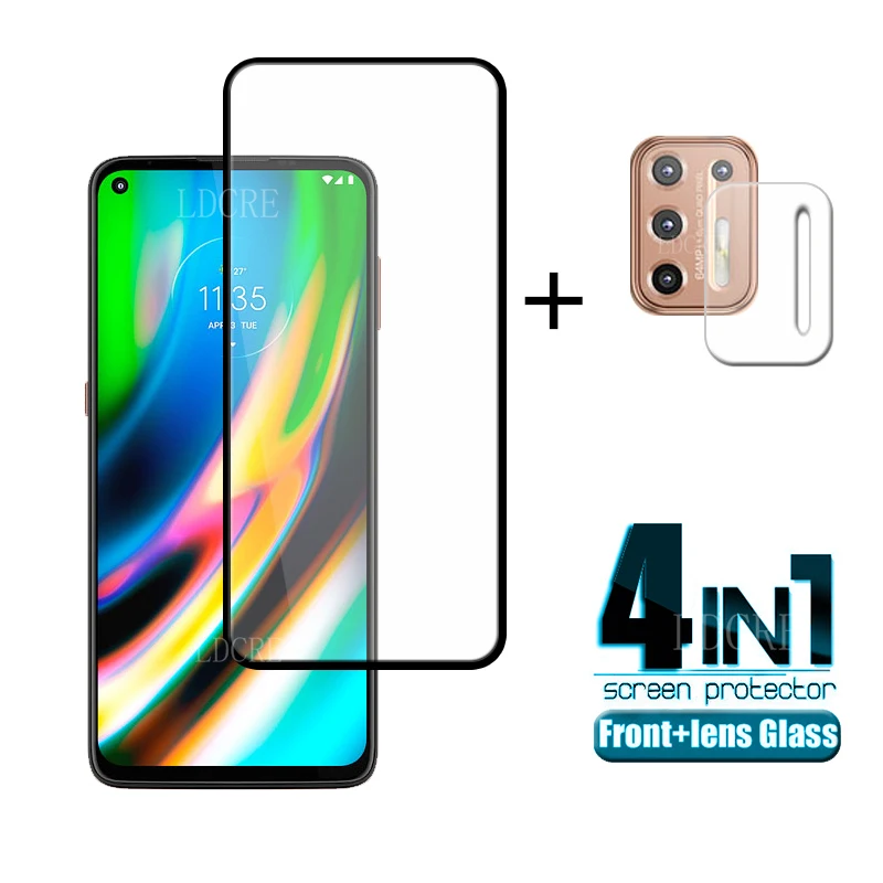 4 в 1 для Motorola Moto G9 Plus стекло закаленное полный клей HD защита экрана
