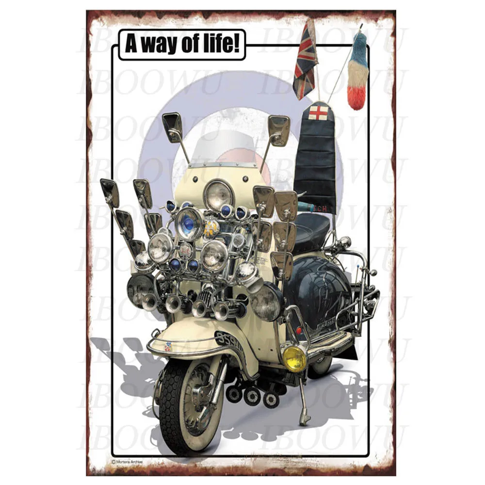 Lambretta плакат Винтаж мотоцикл металлическая банка доска значки в стиле ретро