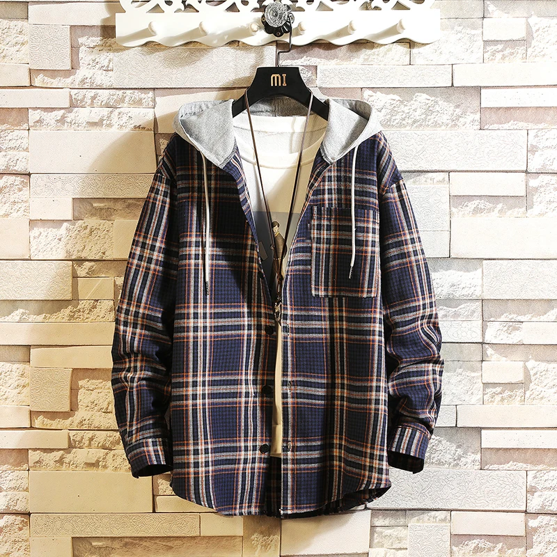 Casual Brand With Hooded Plaid Shirt Men Shirts Long Sleeves 2020 New Spring Autumn Plus Asian Size M-5XL
Casual Brand With Hooded Plaid Shirt Men Shirts Long Sleeves 2020 New Spring Autumn Plus Asian Size M-5XL