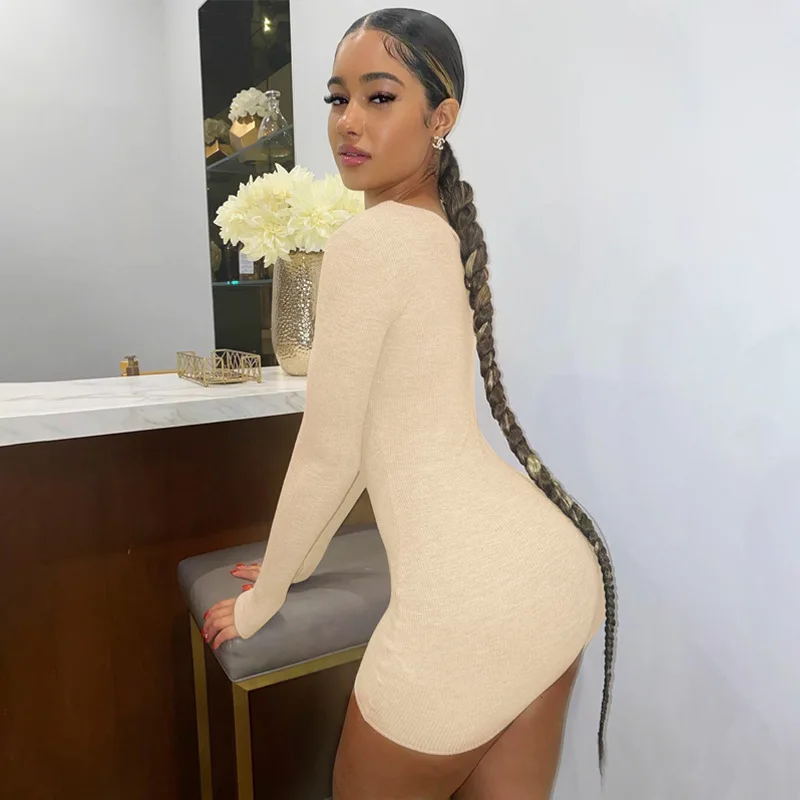 Autumn Knitwear Mini Dresses For Women Girls Cool Double Open Zipper V Neck Dresses Split Long Sleeve Dress Solid Color Dress 
Autumn Knitwear Mini Dresses For Women Girls Cool Double Open Zipper V Neck Dresses Split Long Sleeve Dress Solid Color Dress