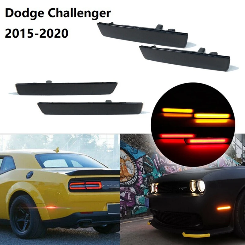 Smoked Lens Led Side Marker Light Turn Signal Lamps Kit for Dodge Challenger 2015-2020 (Front: Amber, Rear: Red) 
Smoked Lens Led Side Marker Light Turn Signal Lamps Kit for Dodge Challenger 2015-2020 (Front: Amber, Rear: Red)