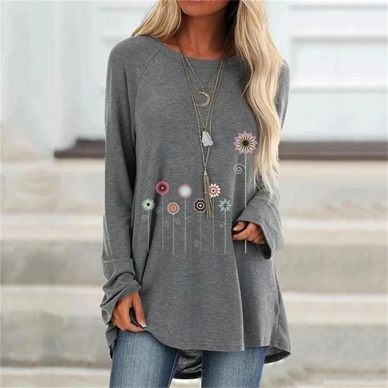 Women Summer Flowers Printed Casual T Shirt Round Neck Long Sleeves Plus Size Cotton Loose T-Shirt Streetwear Tops
Women Summer Flowers Printed Casual T Shirt Round Neck Long Sleeves Plus Size Cotton Loose T-Shirt Streetwear Tops
