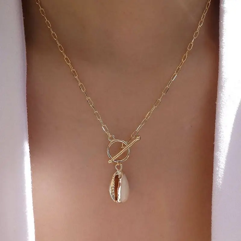 Длинное ожерелье с подвеской из натуральной ракушки cowrie для женщин многослойная