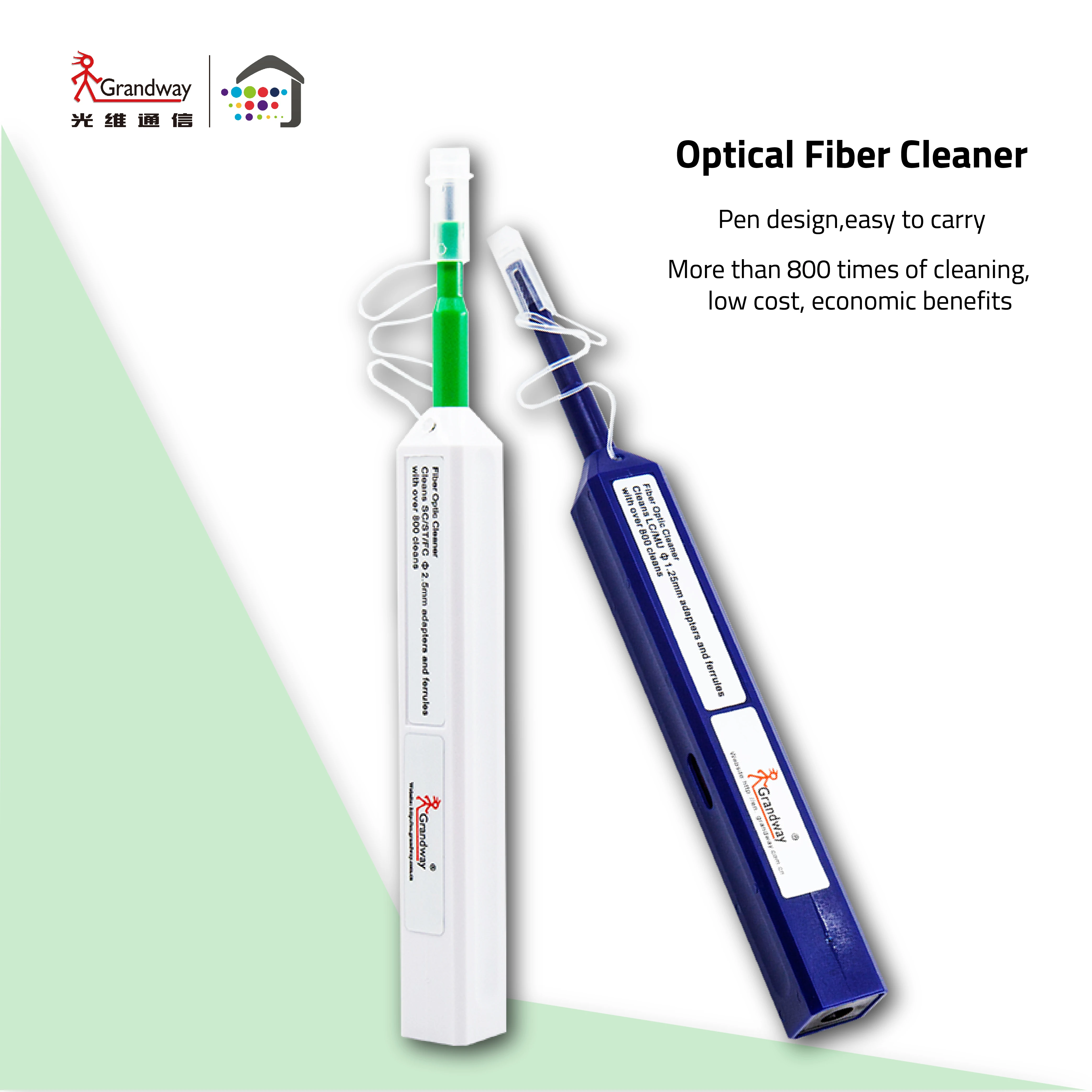 Grandway Optical Fiber Cleaner FOC 1.25mm / 2.5mm Apply to FC/SC/ST/MU/LC,Pen Design,Easy to Carry
Grandway Optical Fiber Cleaner FOC 1.25mm / 2.5mm Apply to FC/SC/ST/MU/LC,Pen Design,Easy to Carry