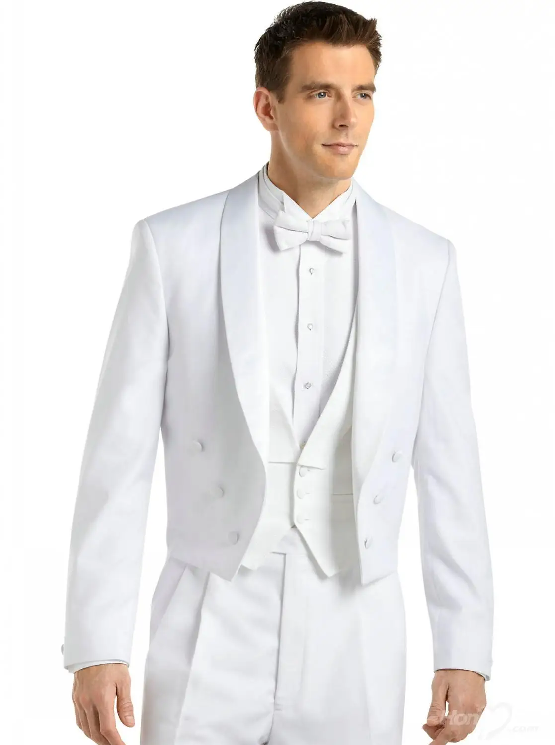Tailcoat Style Men Suits White Groom Tuxedos Shawl Lapel Groomsmen Wedding Bridegroom 3 Pieces ( Jacket+Pants+Vest+Tie ) D114
Tailcoat Style Men Suits White Groom Tuxedos Shawl Lapel Groomsmen Wedding Bridegroom 3 Pieces ( Jacket+Pants+Vest+Tie ) D114