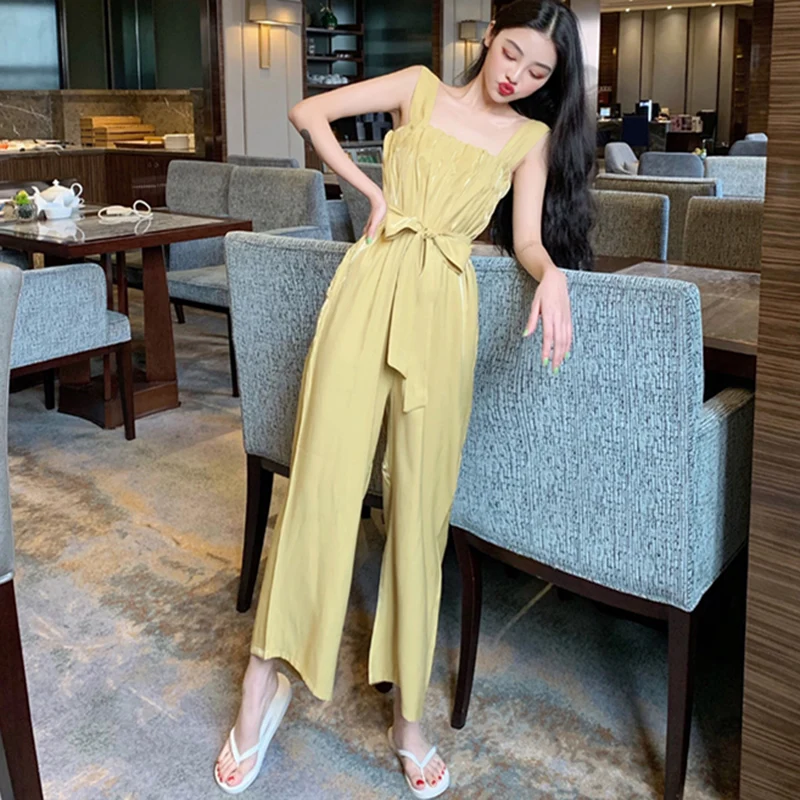 Women Summer Sexy Sleeveless Sling Rompers 2021 New Casual Loose Solid Party Playsuits Femme Backless Office Overalls Jumpsuits
Women Summer Sexy Sleeveless Sling Rompers 2021 New Casual Loose Solid Party Playsuits Femme Backless Office Overalls Jumpsuits