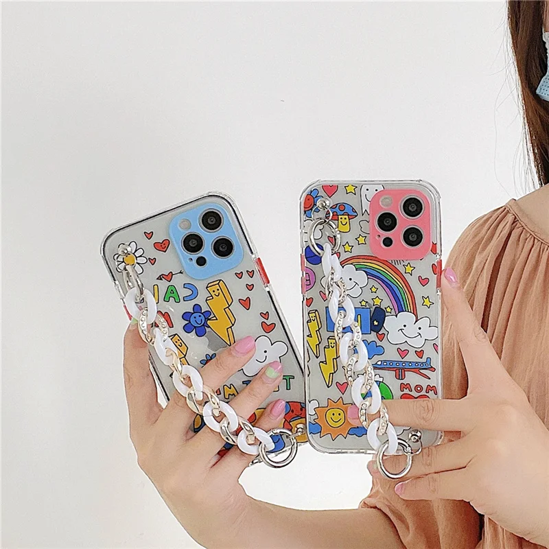 Cute Cloud Rainbow Print Bracelet Phone Case For iPhone 11 12 Pro XS Max Mini X XR 7 8 Plus SE Clear Soft Shockproof Back Cover
Cute Cloud Rainbow Print Bracelet Phone Case For iPhone 11 12 Pro XS Max Mini X XR 7 8 Plus SE Clear Soft Shockproof Back Cover