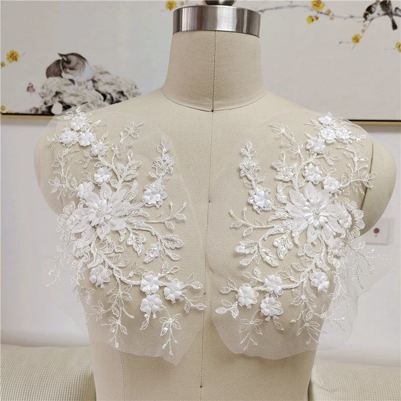 4 PCS French Lace Wedding Dress Applique DIY Bridal Headdress Ivory Lace Collar Lace Fabric Patch With Sequins And Beads
4 PCS French Lace Wedding Dress Applique DIY Bridal Headdress Ivory Lace Collar Lace Fabric Patch With Sequins And Beads