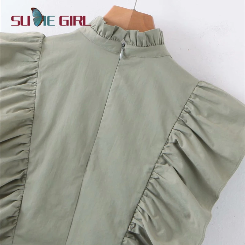 SUDIE Girl Spring new temperament all-match solid color laminated decorative poplin fashion shirt women
SUDIE Girl Spring new temperament all-match solid color laminated decorative poplin fashion shirt women