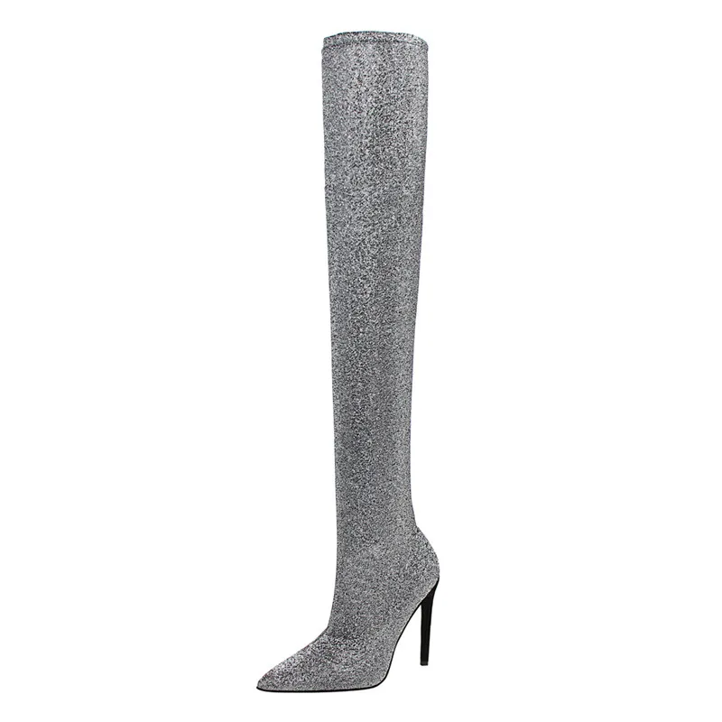 2019 Autumn Winter Thin Leg Pointed Toe Over The Knee Boots Women Sequins Cloth High Heels Shoes Female Stretch Boots WB1501
2019 Autumn Winter Thin Leg Pointed Toe Over The Knee Boots Women Sequins Cloth High Heels Shoes Female Stretch Boots WB1501
