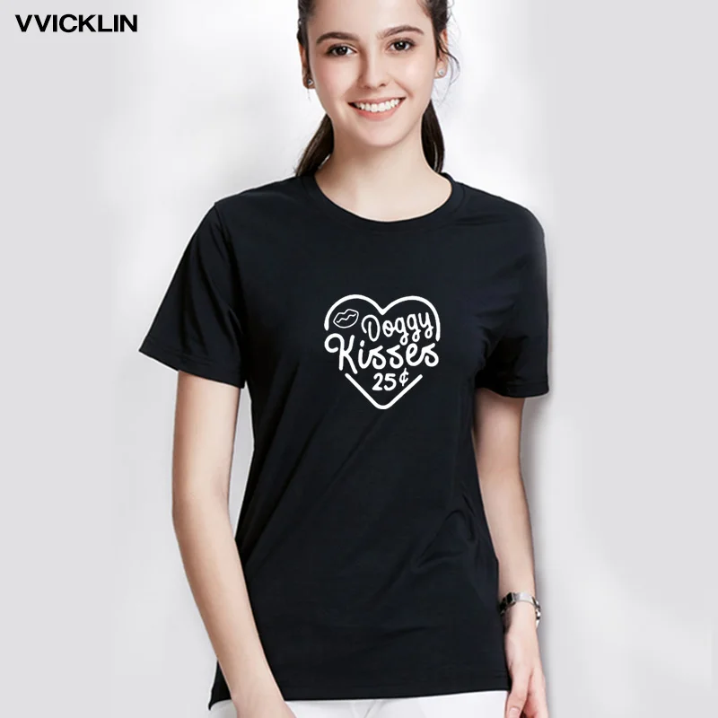 Summer Women Casual Slim Street Style Tshirt Doggy Kisses 25 Cents Letter Heart-Shaped Graphic Print Cotton Short Sleeve T Shirt
Summer Women Casual Slim Street Style Tshirt Doggy Kisses 25 Cents Letter Heart-Shaped Graphic Print Cotton Short Sleeve T Shirt