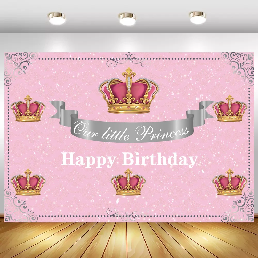 

Фоны для дня рождения нашей маленькой принцессы декор для вечерние баннер плакат розовые короны новорожденный малыш душ первый день рожден...