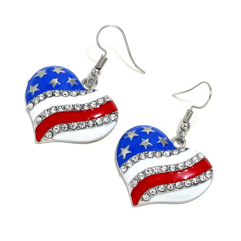 2021 Trendy Fashion Jewelry American Independence Day Flag Earrings Alloy Drop Oil Diamond Heart-shaped Flag Stud Earrings
2021 Trendy Fashion Jewelry American Independence Day Flag Earrings Alloy Drop Oil Diamond Heart-shaped Flag Stud Earrings