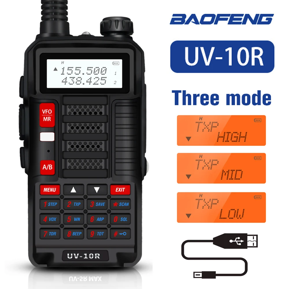 Портативная рация Baofeng UV-10R для охоты, Двухдиапазонная радиосвязь 10 км, высокомощная Любительская радиосвязь 10 Вт, улучшенная передача UV10R Plus...
Портативная рация Baofeng UV-10R для охоты, Двухдиапазонная радиосвязь 10 км, высокомощная Любительская радиосвязь 10 Вт, улучшенная передача UV10R Plus...