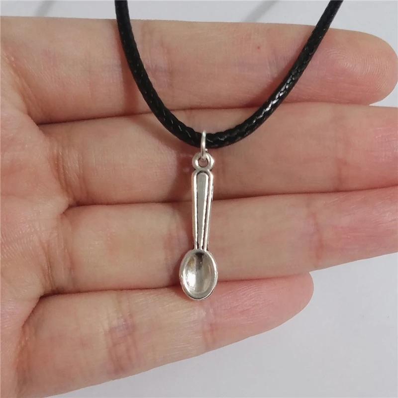 Tiny Spoon Charm Choker Necklace, Black Leather Choker, Cartoon Cute Spoon Pendant, Bohemia Necklace for Woman
Tiny Spoon Charm Choker Necklace, Black Leather Choker, Cartoon Cute Spoon Pendant, Bohemia Necklace for Woman