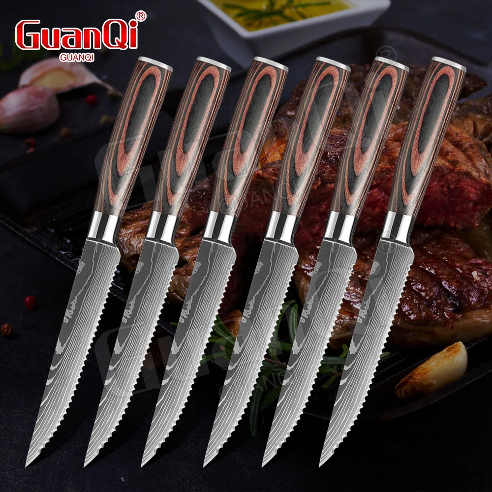 Damascus Pattern Stainless Steel Serrated Knife Sharp Steak Knife Set Cleaver Multipurpose Restaurant Cutlery Chef Knives 1-6Pcs
Damascus Pattern Stainless Steel Serrated Knife Sharp Steak Knife Set Cleaver Multipurpose Restaurant Cutlery Chef Knives 1-6Pcs
