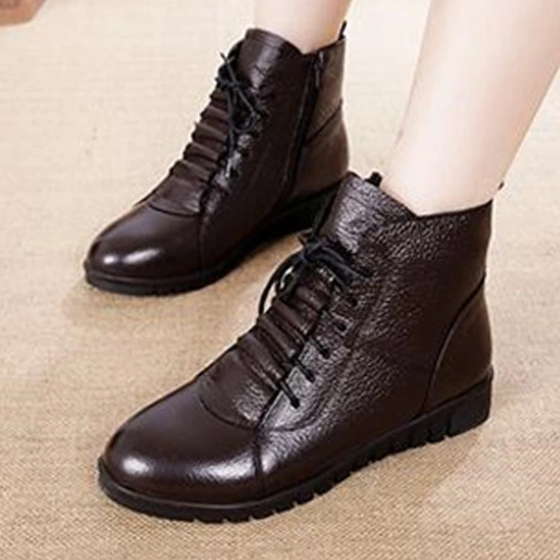 TIMETANG Plus Size(35-43) Winter Women Shoes Woman Genuine Leather Flat Ankle Boots Female Lace-up Snow Boots Women Boots C086
TIMETANG Plus Size(35-43) Winter Women Shoes Woman Genuine Leather Flat Ankle Boots Female Lace-up Snow Boots Women Boots C086