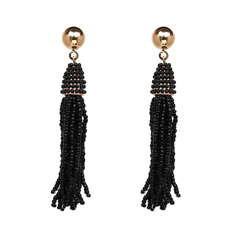 Boho Black Bead Long Tassel Earring for Women Stud Jewelry Trendy Statement Accessories Kolczyki Wholesale Boucle Oreille Femme
Boho Black Bead Long Tassel Earring for Women Stud Jewelry Trendy Statement Accessories Kolczyki Wholesale Boucle Oreille Femme