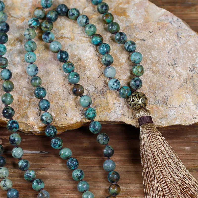 108 Beads Necklace Natural Stone Mala Necklace with Tassel Bohemia String Knotted Long Necklace Religious Jewelry Dropshipping
108 Beads Necklace Natural Stone Mala Necklace with Tassel Bohemia String Knotted Long Necklace Religious Jewelry Dropshipping