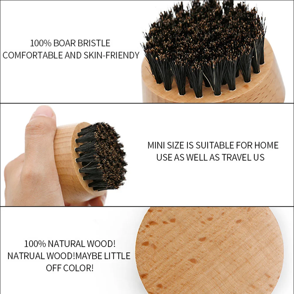 

Beech Wooden Beard Brush Boar Bristle Shaving Brush Men Beard Brush Shaving Comb For Travel Barber Cleaning Care Round Handle