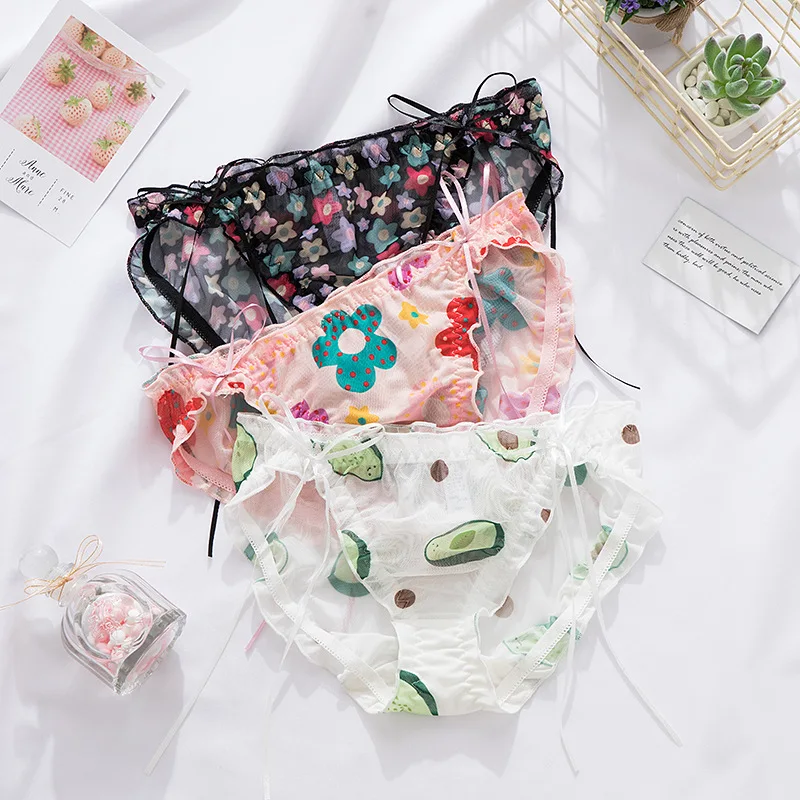 7 Colors/new Avocado Strawberry Sunflower Print Underwear Female Lace Mesh Sexy Low Waist Briefs Breathable Cute College Style
7 Colors/new Avocado Strawberry Sunflower Print Underwear Female Lace Mesh Sexy Low Waist Briefs Breathable Cute College Style
