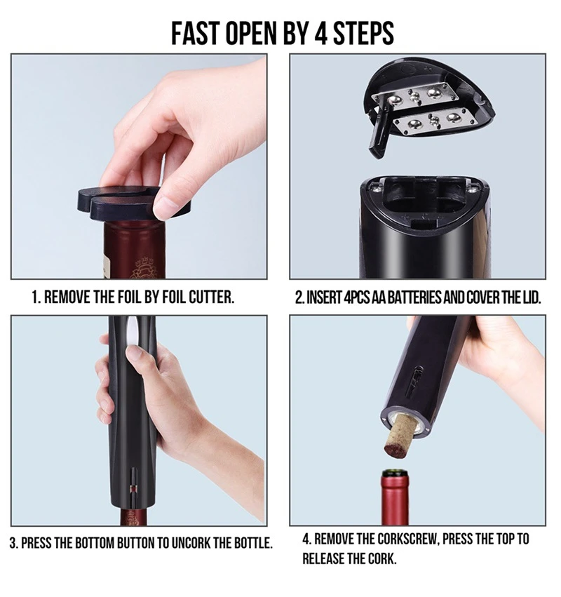 Simple automatic bottle opener for red wine foil cutter electric wine bottle opener can opener kitchen accessories bottle opener
Simple automatic bottle opener for red wine foil cutter electric wine bottle opener can opener kitchen accessories bottle opener