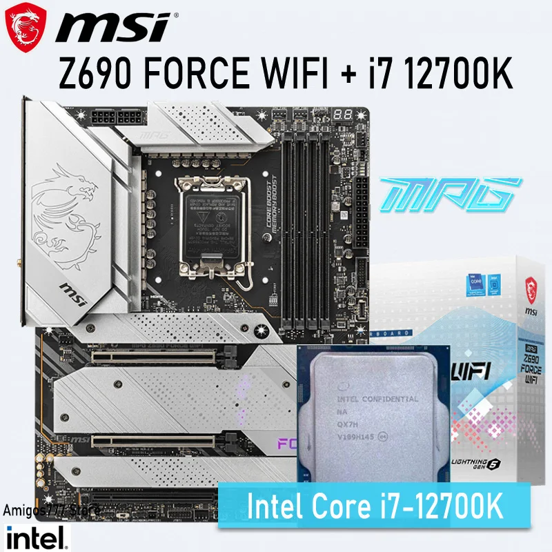 Материнская плата LGA 1700 MSI MPG Z690 FORCE WIFI + i7 12700K DDR5 поддерживает процессор Intel Core CPU