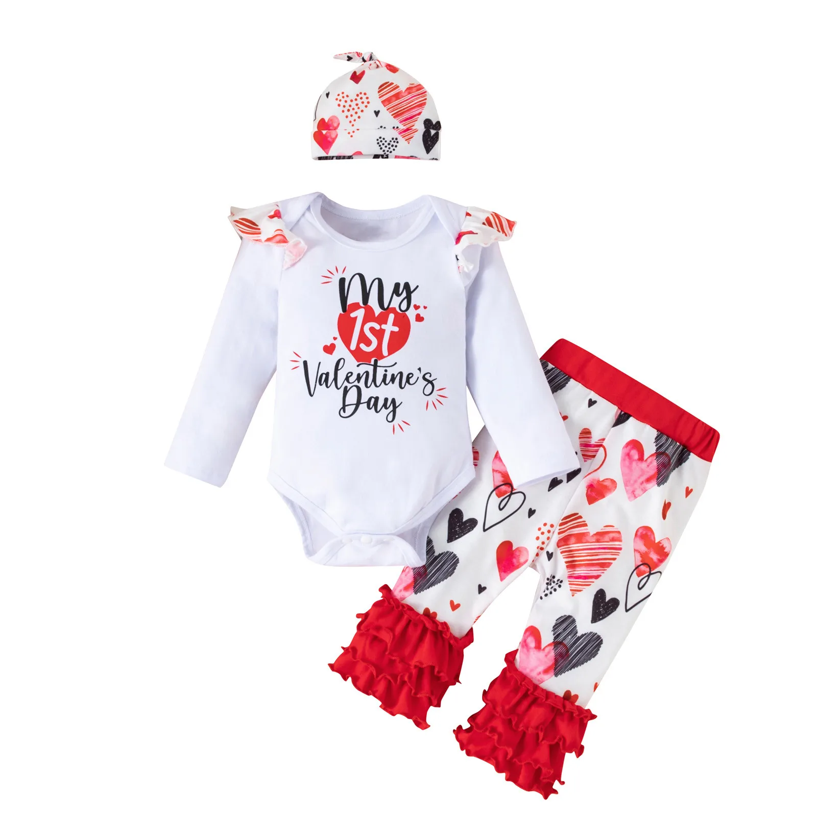 Infant Baby Girls Valentine's Day Set My First Valentine Romper+Lace Love Pants+Hat+Headbands Bowknot Princess Fashion 4pcs Set
Infant Baby Girls Valentine's Day Set My First Valentine Romper+Lace Love Pants+Hat+Headbands Bowknot Princess Fashion 4pcs Set