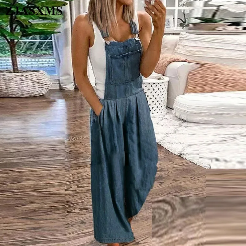 New Solid Pocket Denim Jumpsuit Women Spring Loose Dungarees Strappy Romper Lady Overalls Summer Off Shoulder Trousers Playsuits
New Solid Pocket Denim Jumpsuit Women Spring Loose Dungarees Strappy Romper Lady Overalls Summer Off Shoulder Trousers Playsuits