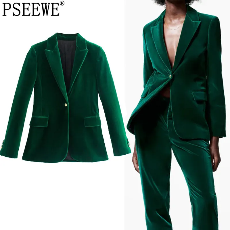 PSEEWE Za 2021 Green Velvet Blazer Women Vintage Elegant Female Blazer Long Sleeve Button Jacket Woman Office Suit Autumn Jacket
PSEEWE Za 2021 Green Velvet Blazer Women Vintage Elegant Female Blazer Long Sleeve Button Jacket Woman Office Suit Autumn Jacket