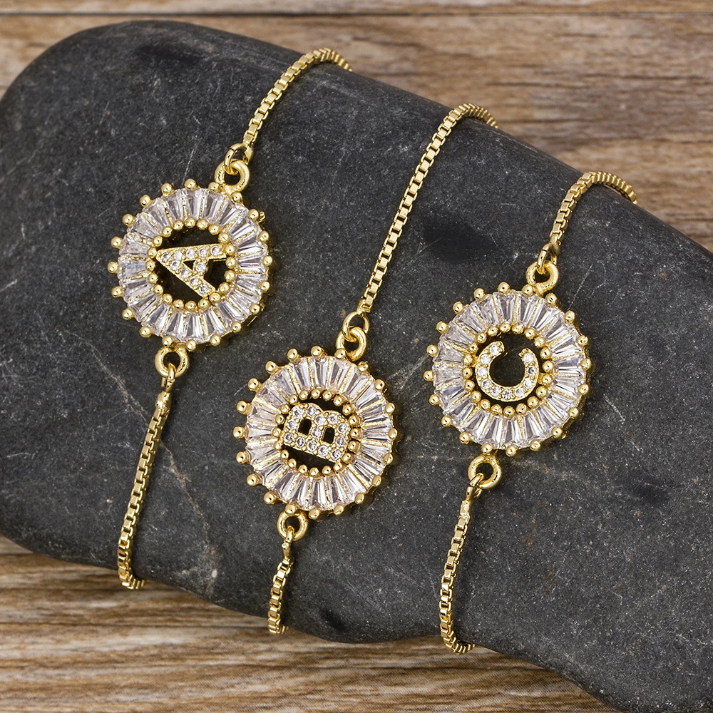 A-Z Initial Copper Pave Setting Cubic Zircon Letter Charm Bracelets Adjustable Chain For Women Lovers Best Jewelry Gift 
A-Z Initial Copper Pave Setting Cubic Zircon Letter Charm Bracelets Adjustable Chain For Women Lovers Best Jewelry Gift