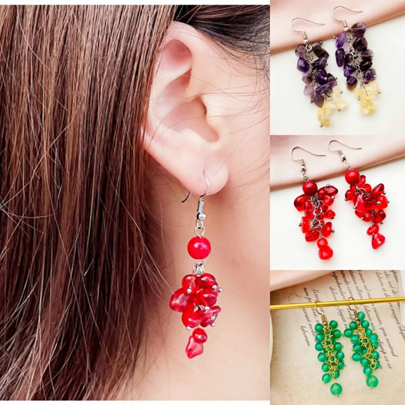 2021 корейские модные серьги-кисточки с красным кристаллом и аметистом для женщин, висячие серьги, ювелирные изделия 
2021 корейские модные серьги-кисточки с красным кристаллом и аметистом для женщин, висячие серьги, ювелирные изделия