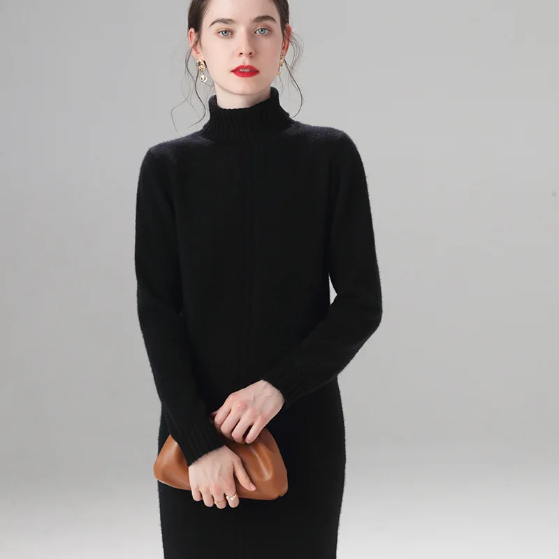 New Long Wool Dress Women Autumn Winter Thickened Twist Flower Pullover Computer Knitted Casual Turtleneck Pullovers Size S-2XL 
New Long Wool Dress Women Autumn Winter Thickened Twist Flower Pullover Computer Knitted Casual Turtleneck Pullovers Size S-2XL