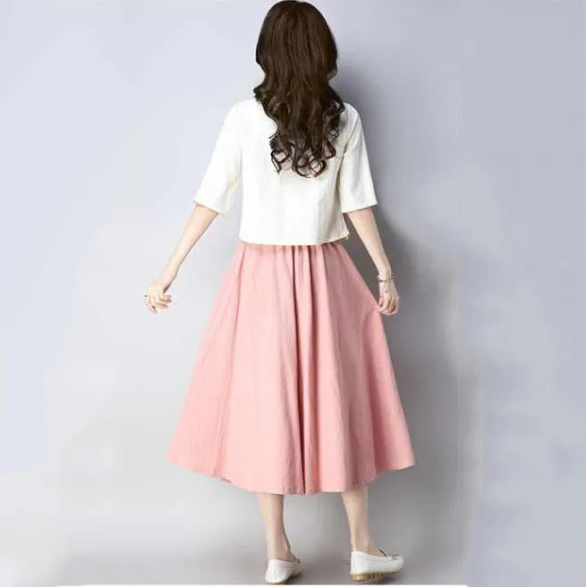Cotton Linen Woman Traditional Chinese Clothing Sets Retro Embroidery Half Sleeve Hanfu Spring Women Oriental 2 Pieces Tang Suit
Cotton Linen Woman Traditional Chinese Clothing Sets Retro Embroidery Half Sleeve Hanfu Spring Women Oriental 2 Pieces Tang Suit