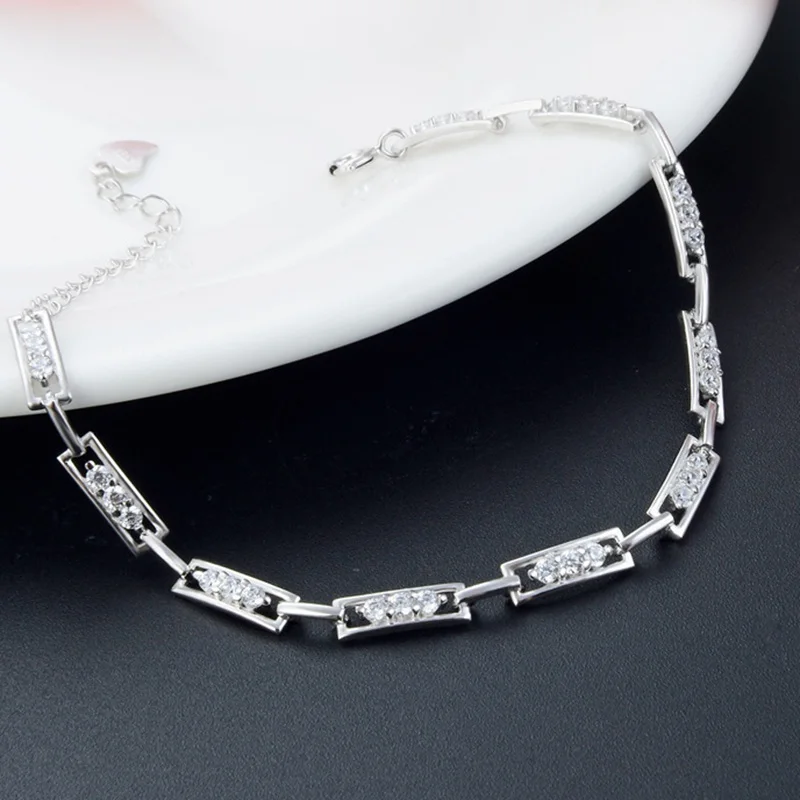 Hemiston 925 Sterling Silver Rectangular Zircon Fashion Bracelets 16CM+3CM Link Chain Lucky Jewelry Thomas TS Women Gift
Hemiston 925 Sterling Silver Rectangular Zircon Fashion Bracelets 16CM+3CM Link Chain Lucky Jewelry Thomas TS Women Gift